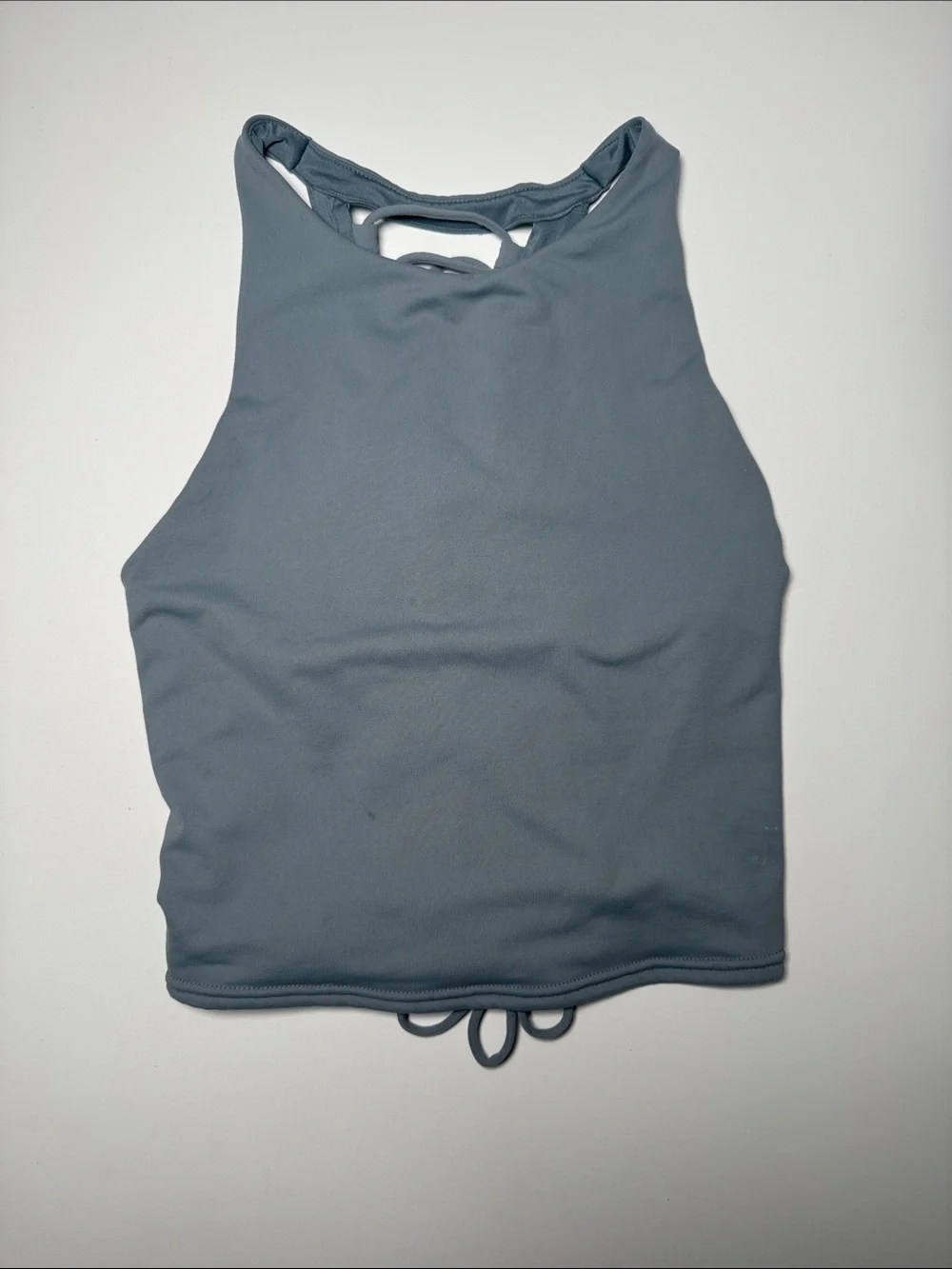 ALO Yoga High-Neck Racerback Tank Top in Slate Gray-Blue